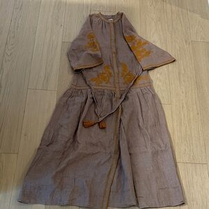 De Castro Dress in Brown with Orange Embroidery - Size M